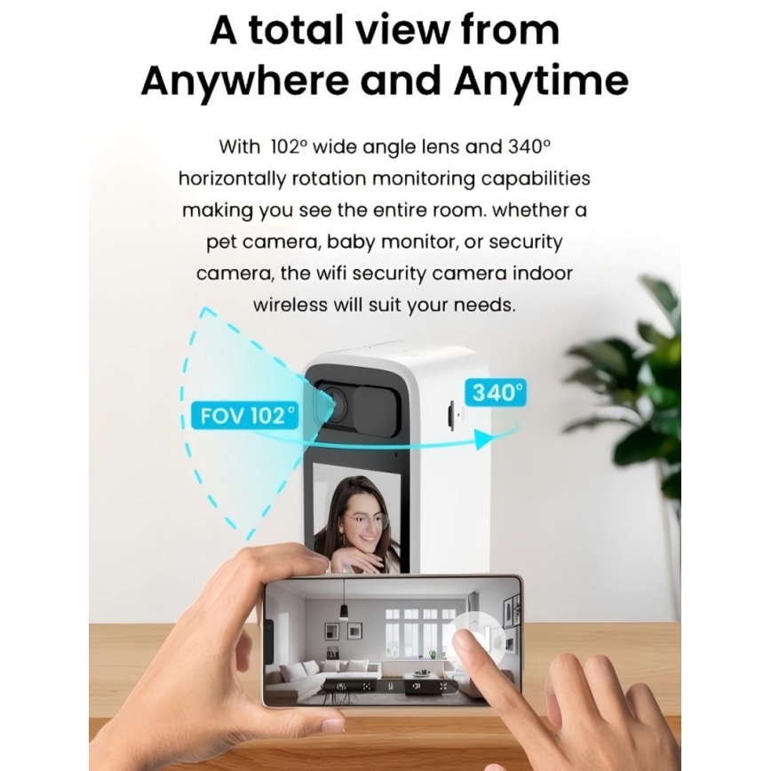 Immax NEO 07814L - Caméra d'intérieur intelligente avec capteur 4 Mpx, alimentation 5 V, Wi‑Fi