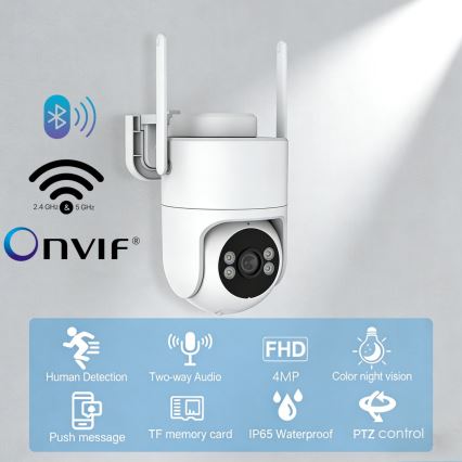 Immax NEO 07819L - Slimme buitencamera met 4 MP-sensor, 5 V-voeding, IP65 en Wi‑Fi