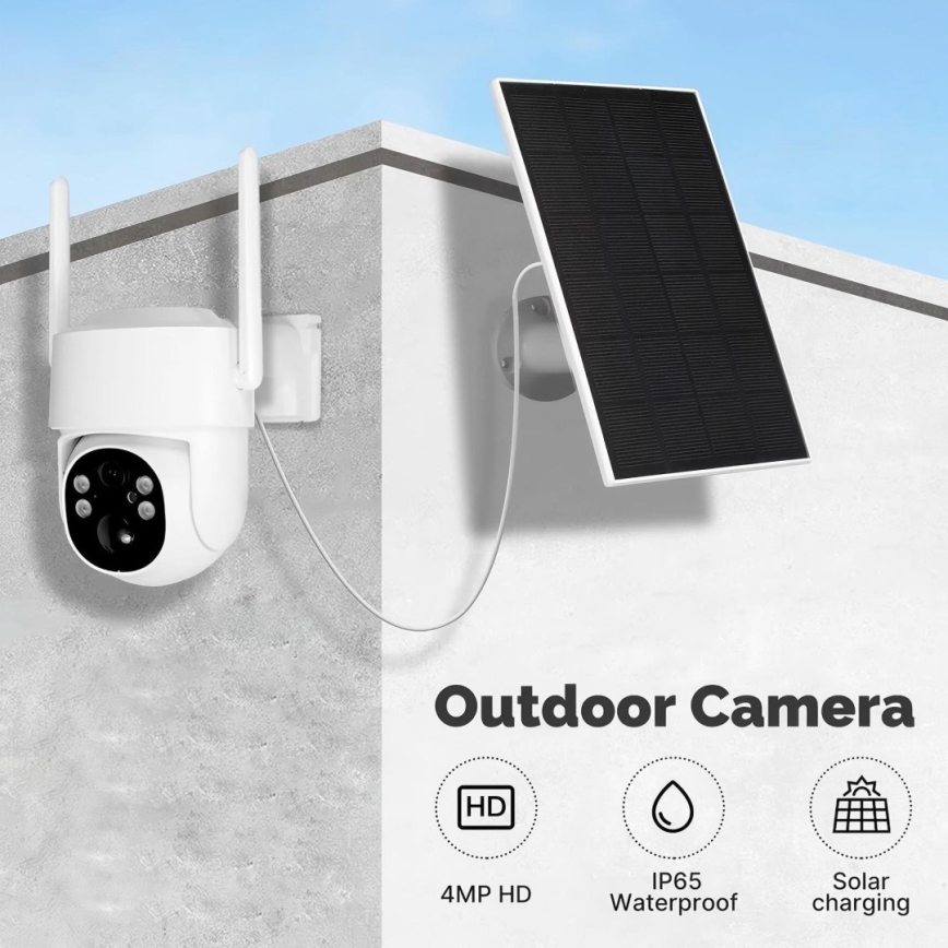 Immax NEO 07820L - Slimme buitencamera op zonne-energie met sensor, 6000 mAh, IP65
