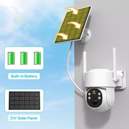 Immax NEO 07820L - Slimme buitencamera op zonne-energie met sensor, 6000 mAh, IP65