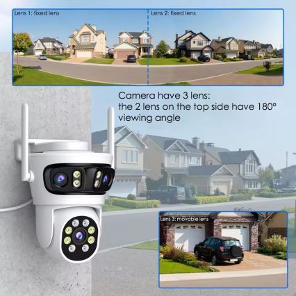 Immax NEO 07823L - Slimme buitencamera met drievoudige 2MP-sensor, 5V Tuya Wi-Fi