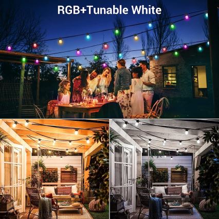 Guirlande LED RGB+CCT à intensité variable GUIRLANDE 15xLED/1W/230V 15m Wi-Fi Tuya IP65 + télécommande