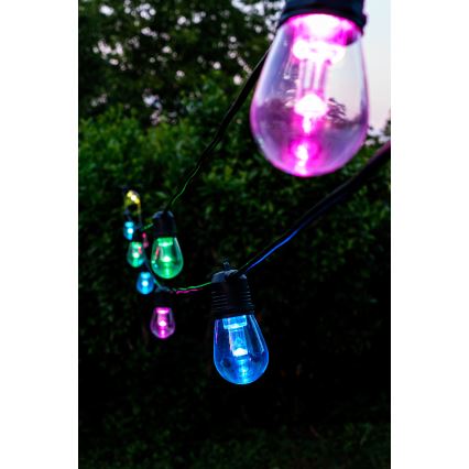 LED RGB+CCT Dimbaar buitenshuis ketting SLINGER 15xLED/1W/230V 15m Wi-Fi Tuya IP65 + afstandsbediening