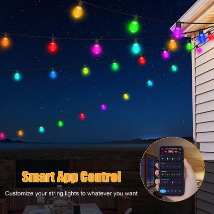 LED RGB+CCT Dimbaar buitenshuis ketting SLINGER 15xLED/1W/230V 15m Wi-Fi Tuya IP65 + afstandsbediening