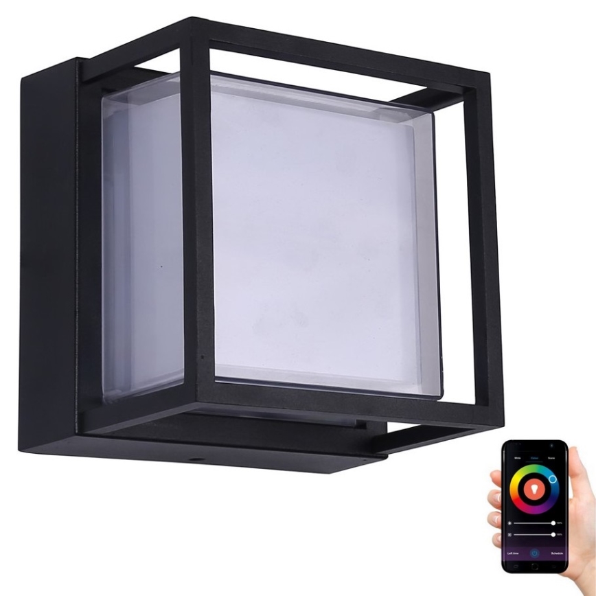 Immax NEO 07901L - LED RGB+CCTW Applique murale extérieure à intensité variable NEO LITE CUBE LED/15W/230V 2700-6500K IP67 Wi-Fi Tuya noir