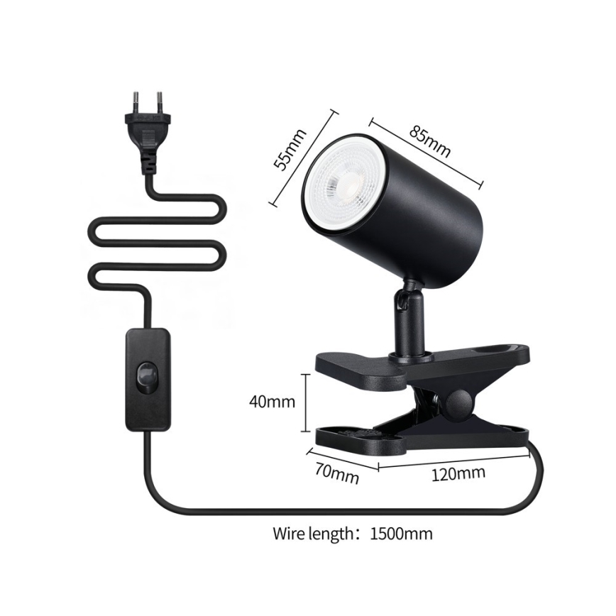 Immax NEO 08291L - Lampe à pince PUNTO 1xGU10/9W/230V noire