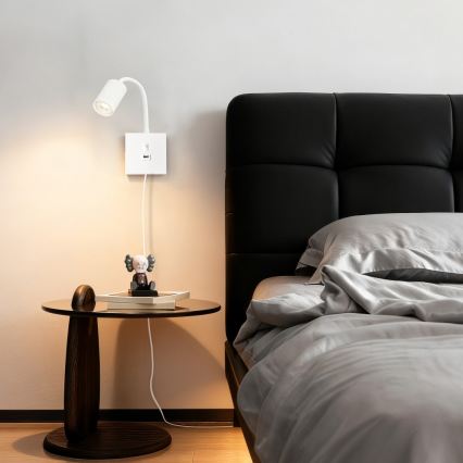 Immax NEO 08296L - Wandlamp PUNTO met USB, 1x GU10/9W/230V, wit