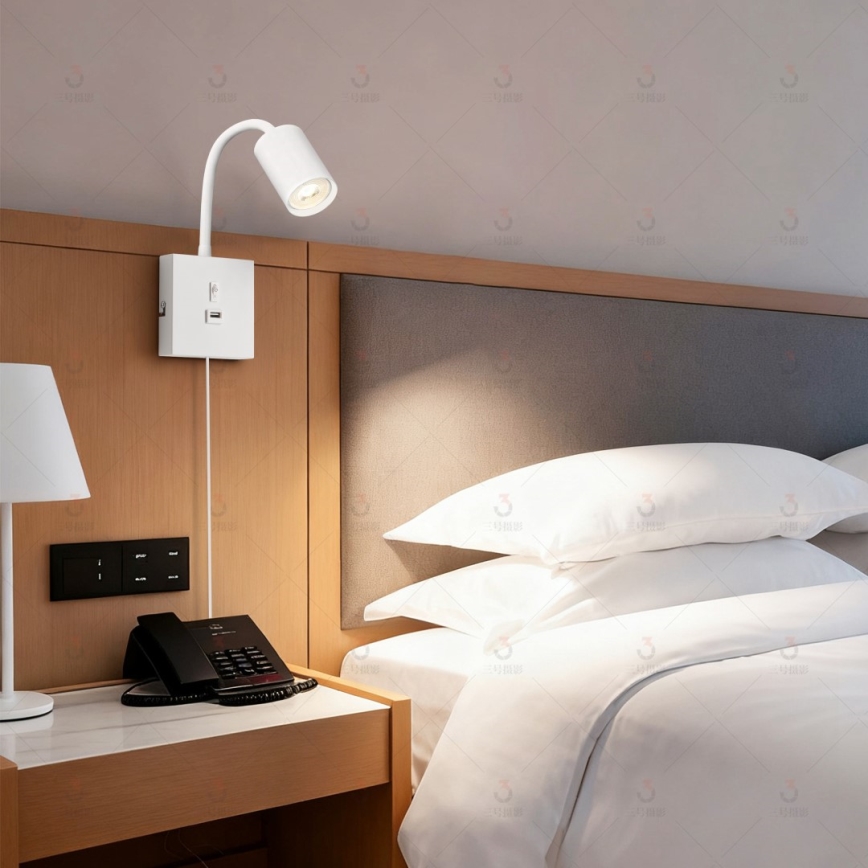 Immax NEO 08296L - Wandlamp PUNTO met USB, 1x GU10/9W/230V, wit