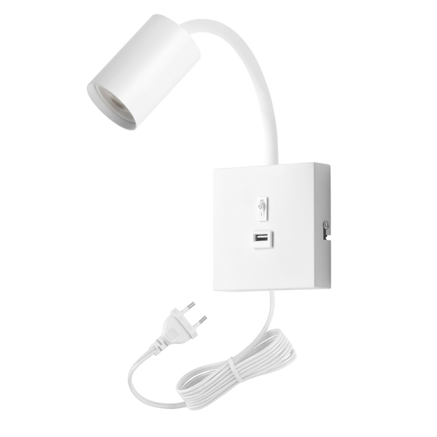 Immax NEO 08296L - Wandlamp PUNTO met USB, 1x GU10/9W/230V, wit