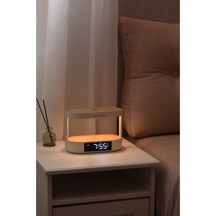 Immax NEO 09111L - Dimbare LED-tafellamp met ingebouwde wekker en TRIPLE DOCK-oplaadfunctie LED/1,5W/5V