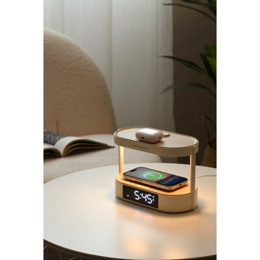 Immax NEO 09111L - Dimbare LED-tafellamp met ingebouwde wekker en TRIPLE DOCK-oplaadfunctie LED/1,5W/5V