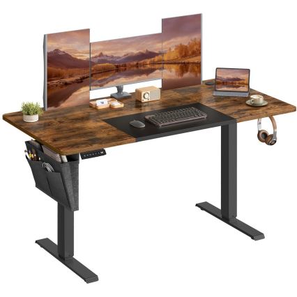 In hoogte verstelbaar bureau SOLEA-X bruin/zwart