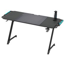 In hoogte verstelbare game tafel SNAKE met LED RGB achtergrondverlichting 156x60 cm zwart