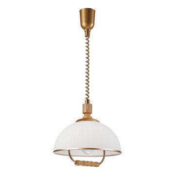In hoogte verstelbare hanglamp RAMONA 1xE27/60W/230V bruin/wit/eiken