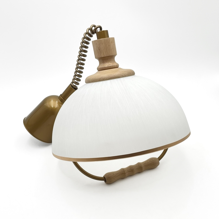 In hoogte verstelbare hanglamp RAMONA 1xE27/60W/230V bruin/wit/eiken