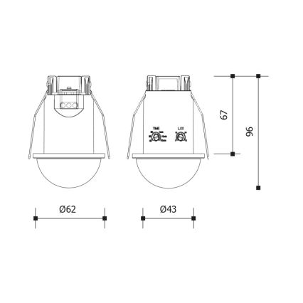 Inbouw bewegings- en schemeringssensor voor verlaagd plafond 360° 1200W/230V IP54 wit