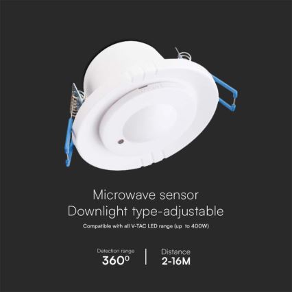 Inbouw bewegingssensor met microgolfoven 360° 230V wit