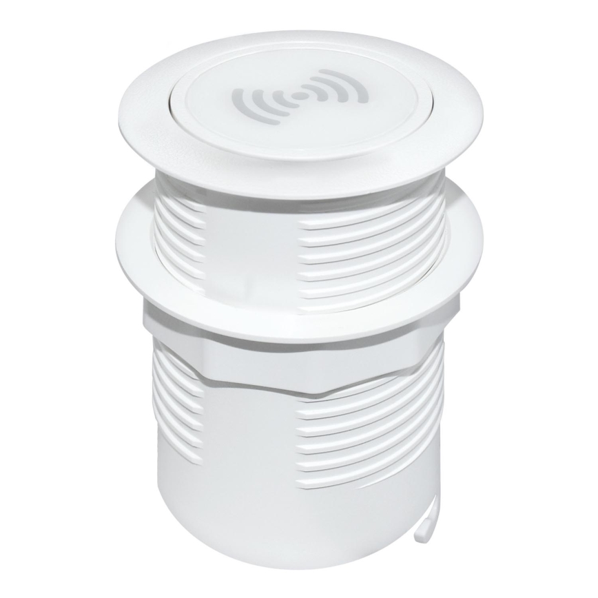 Inbouw draadloze oplader + USB A+C wit
