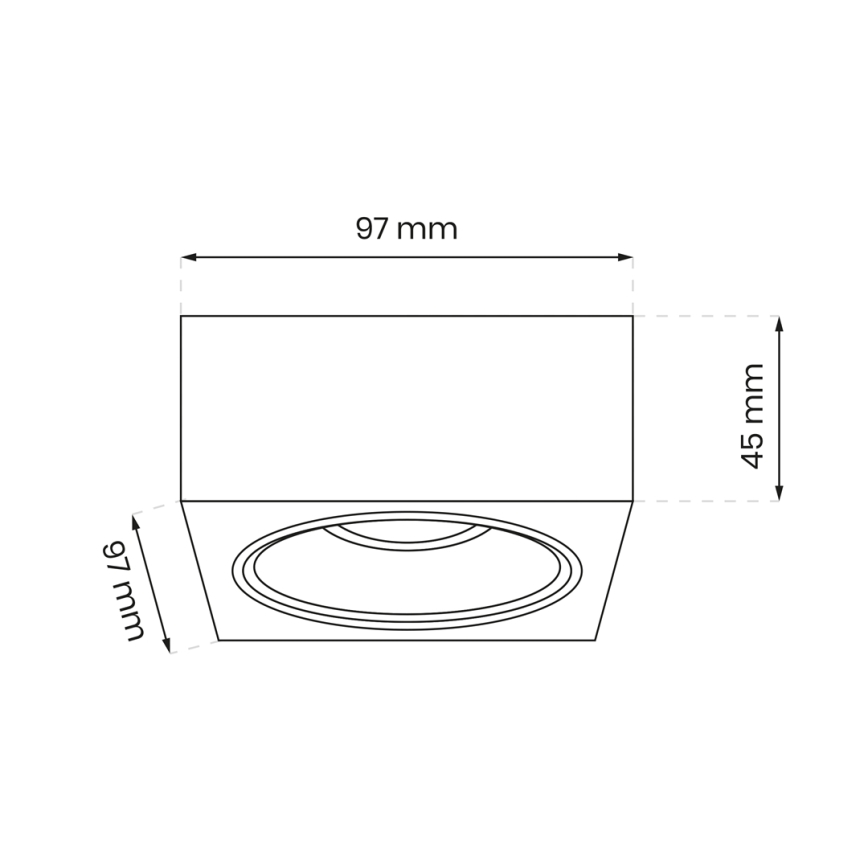 Inbouw Spot BALI 1xGU5,3/MR16/25W/12V vierkant zwart