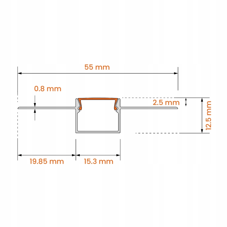 Inbouwprofiel voor LED-strips 1 m, zilver/wit