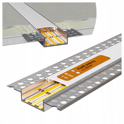 Inbouwprofiel voor LED-strips 1 m, zilver/wit