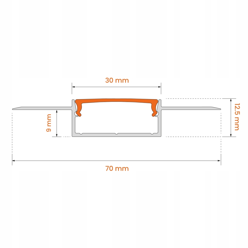 Inbouwprofiel voor LED-strips 1 m, zilver/wit