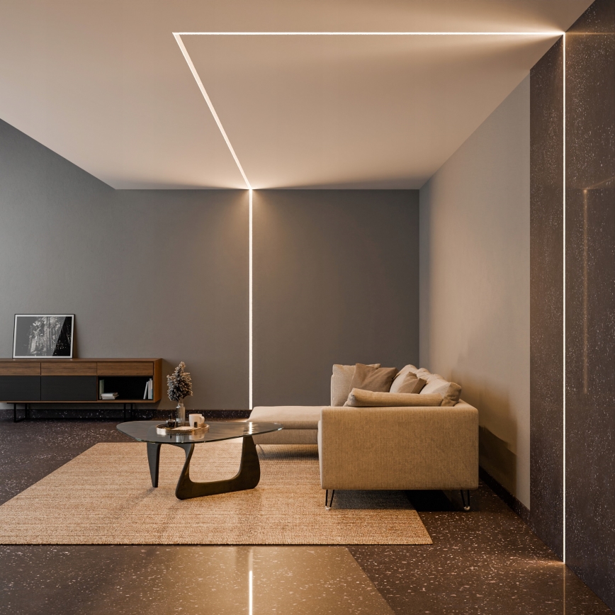 Inbouwprofiel voor LED-strips, 1 m, zilver/wit