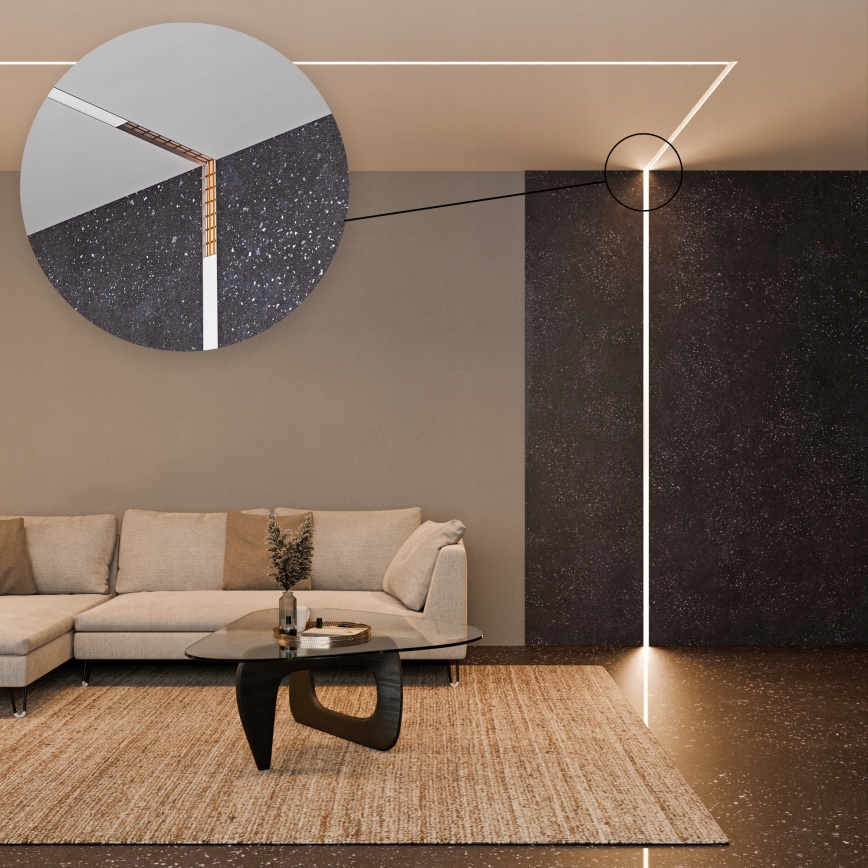Inbouwprofiel voor LED-strips, 1 m, zilver/wit