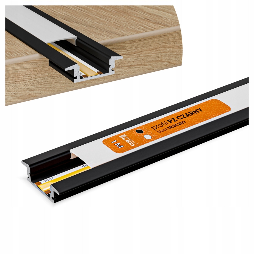 Inbouwprofiel voor LED-strips 1 m zwart/wit
