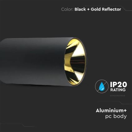 Inbouwspot 1xGU10/35W/230V zwart/goud