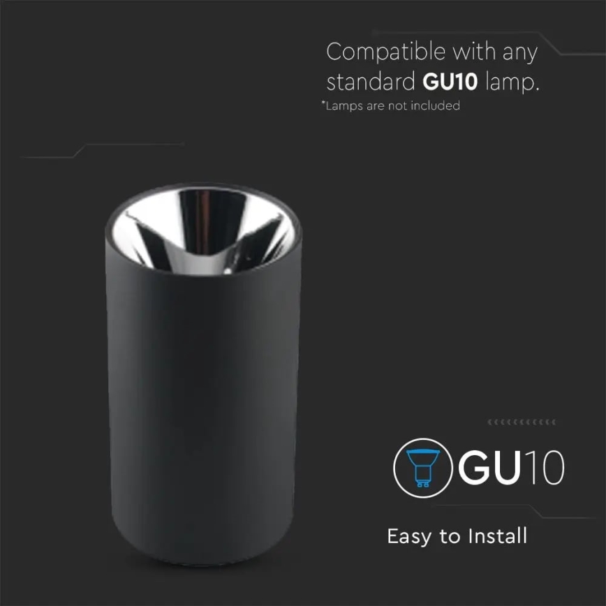 Inbouwspot 1xGU10/35W/230V zwart/zilver