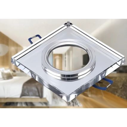 Inbouwspot 1xGU10/MR16/10W/230V 9x9 cm glanzend chroom