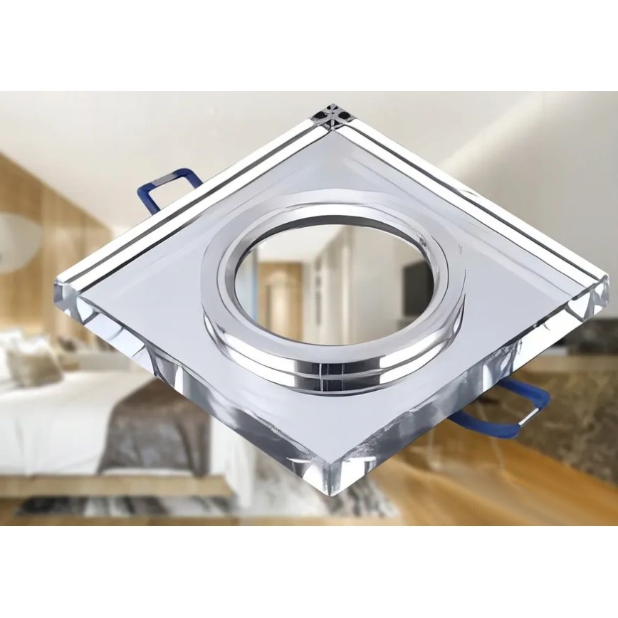 Inbouwspot 1xGU10/MR16/10W/230V 9x9 cm glanzend chroom