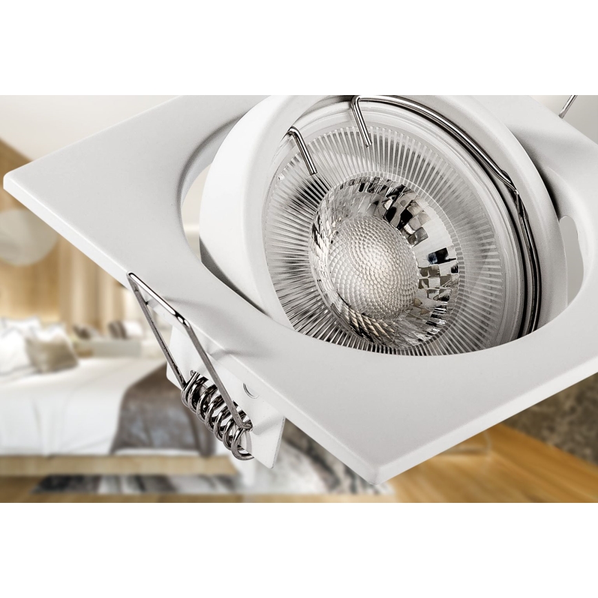 Inbouwspot 1xGU10/MR16/10W/230V 9x9 cm wit