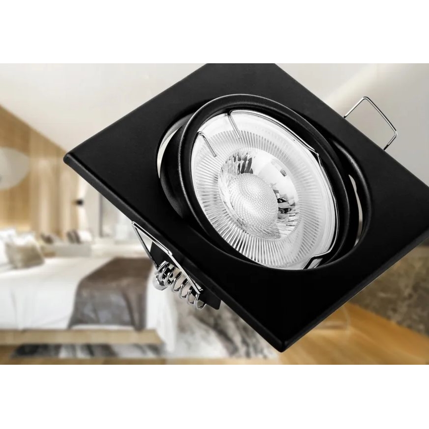 Inbouwspot 1xGU10/MR16/10W/230V 9x9 cm zwart