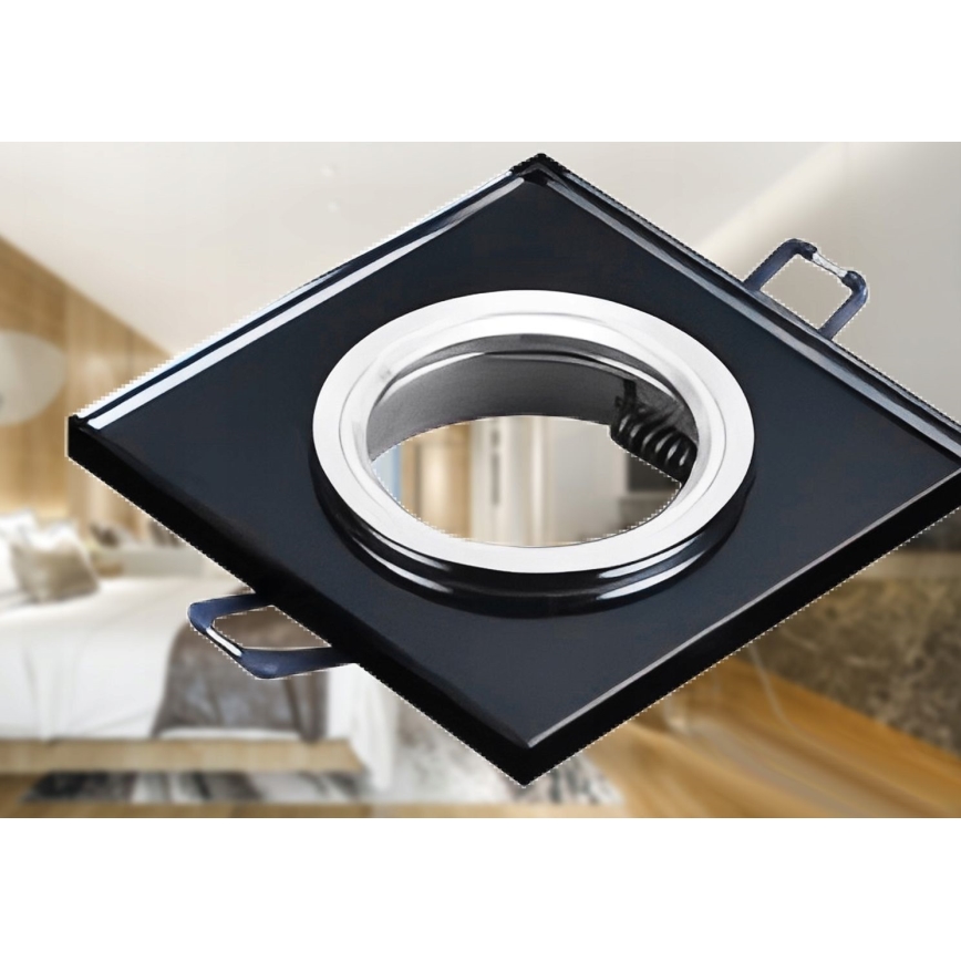 Inbouwspot 1xGU10/MR16/10W/230V 9x9 cm zwart