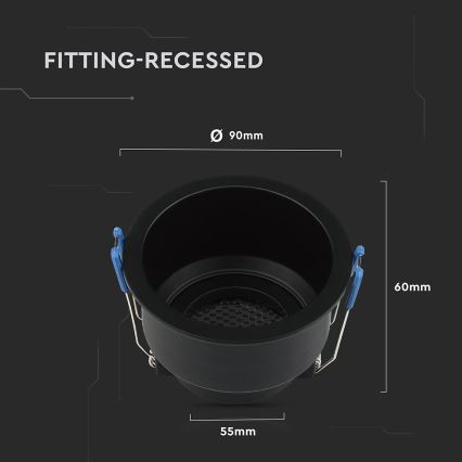 Inbouwspot GU10 Ø 9 cm zwart