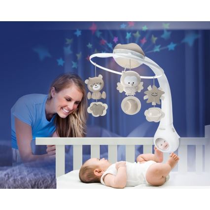 Infantino - Muziekmobiel voor wieg 3-in-1 met melodie 3xAAA bruin