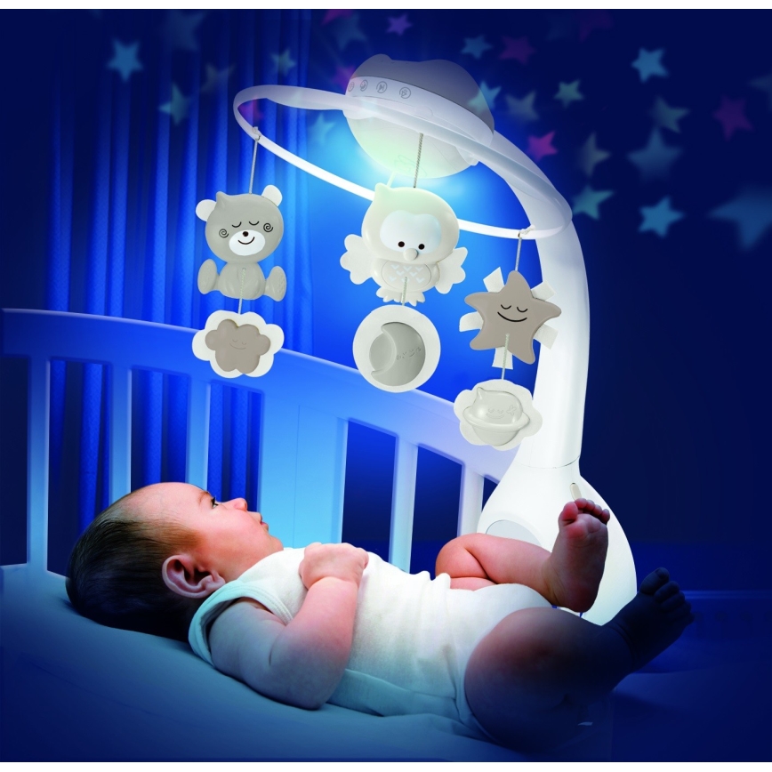 Infantino - Muziekmobiel voor wieg 3-in-1 met melodie 3xAAA bruin