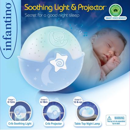 Infantino - Petite lampe pour enfant avec projecteur 3xAA bleu