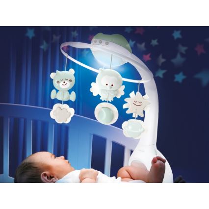 Infantino - Wieg mobiel met melodie en projector 3in1 3xAAA groen