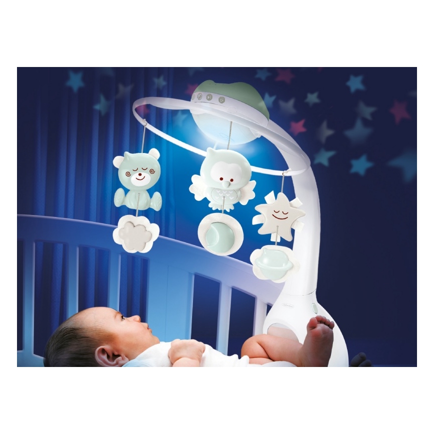 Infantino - Wieg mobiel met melodie en projector 3in1 3xAAA groen