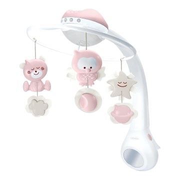 Infantino - Wieg mobiel met melodie en projector 3in1 3xAAA roze