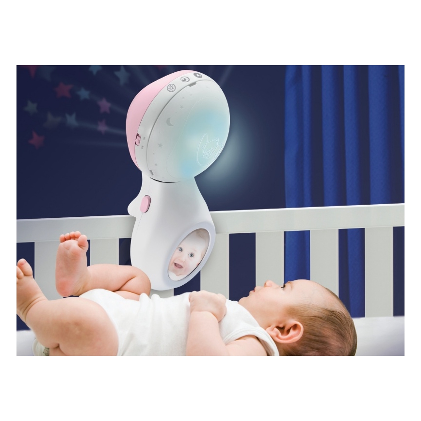 Infantino - Wieg mobiel met melodie en projector 3in1 3xAAA roze