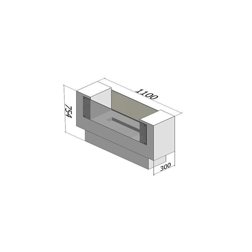 InFire - BIO haard 110x75 cm 3kW bifaciaal