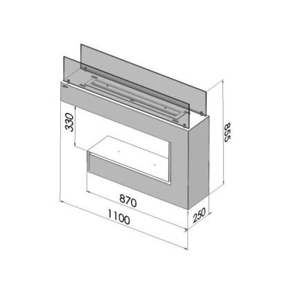 InFire - BIO open haard 110x85,5 cm 3kW wit