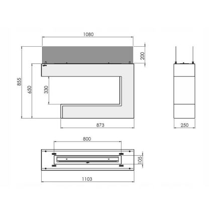 InFire - BIO open haard 110x85,5 cm 3kW wit