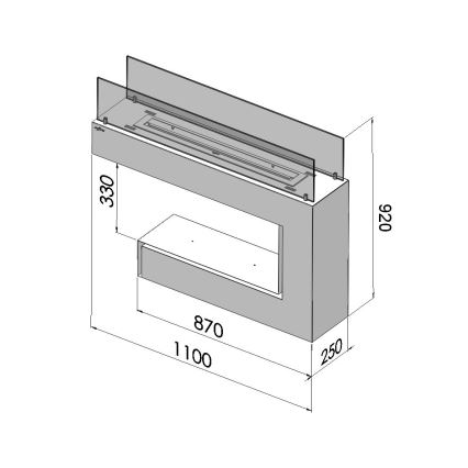 InFire - BIO-open haard 110x92 cm 3kW zwart