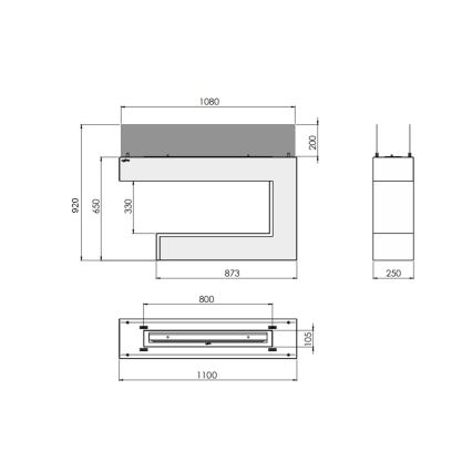 InFire - BIO-open haard 110x92 cm 3kW zwart