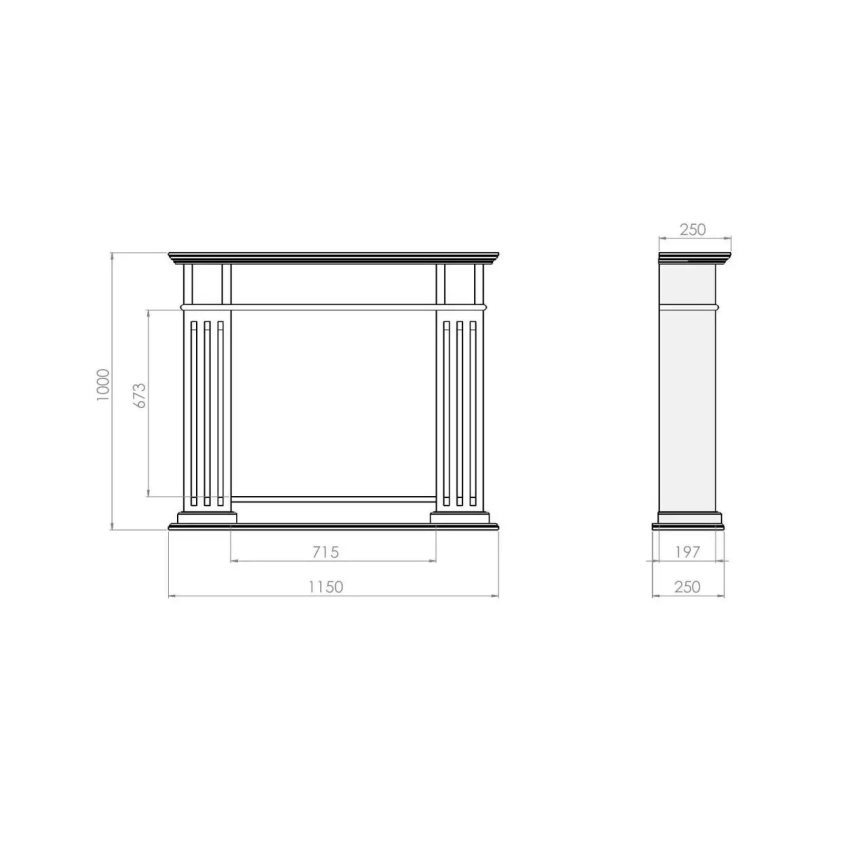 InFire - BIO open haard 115x100 cm 3kW wit